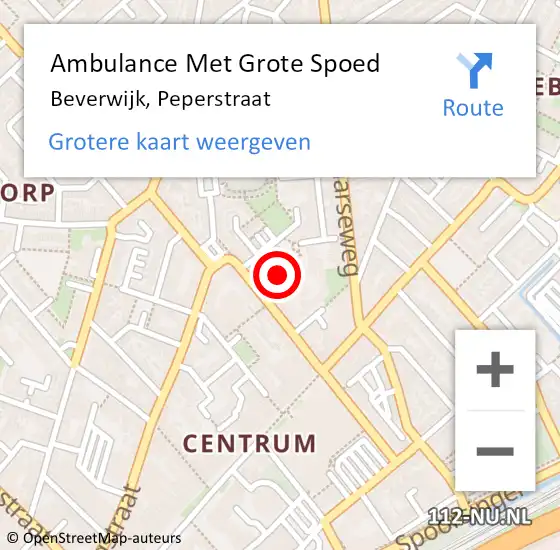 Locatie op kaart van de 112 melding: Ambulance Met Grote Spoed Naar Beverwijk, Peperstraat op 7 februari 2024 04:22