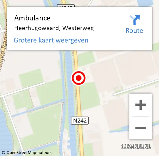 Locatie op kaart van de 112 melding: Ambulance Heerhugowaard, Westerweg op 7 februari 2024 04:42