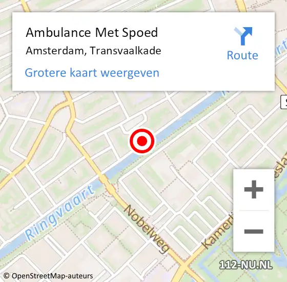 Locatie op kaart van de 112 melding: Ambulance Met Spoed Naar Amsterdam, Transvaalkade op 7 februari 2024 05:53