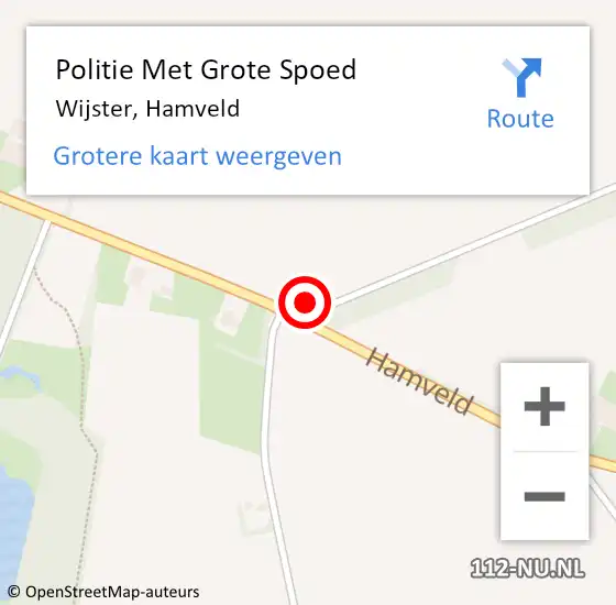 Locatie op kaart van de 112 melding: Politie Met Grote Spoed Naar Wijster, Hamveld op 7 februari 2024 06:11