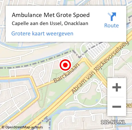 Locatie op kaart van de 112 melding: Ambulance Met Grote Spoed Naar Capelle aan den IJssel, Onacklaan op 7 februari 2024 07:42