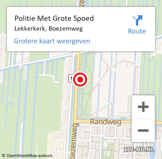 Locatie op kaart van de 112 melding: Politie Met Grote Spoed Naar Lekkerkerk, Boezemweg op 7 februari 2024 07:48