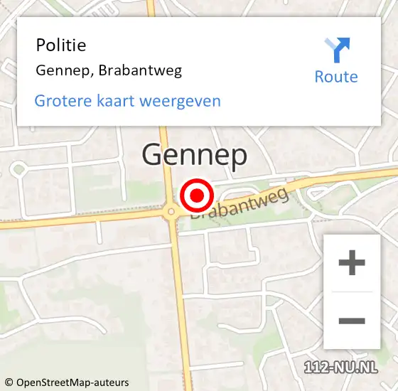 Locatie op kaart van de 112 melding: Politie Gennep, Brabantweg op 7 februari 2024 07:48