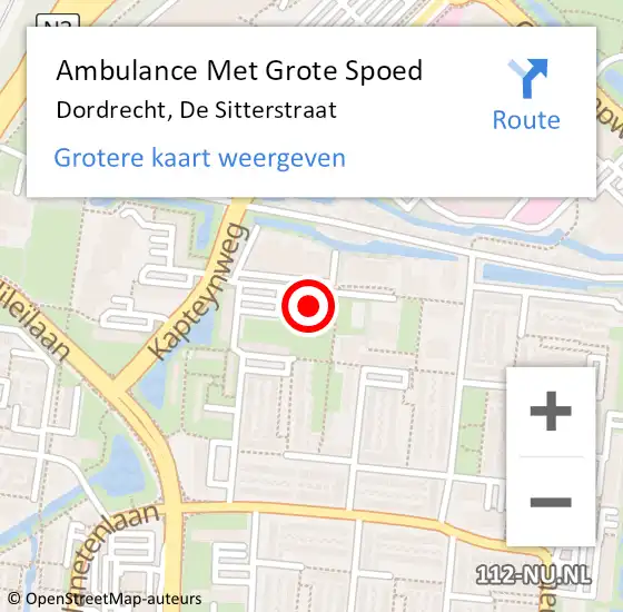 Locatie op kaart van de 112 melding: Ambulance Met Grote Spoed Naar Dordrecht, De Sitterstraat op 7 februari 2024 08:43