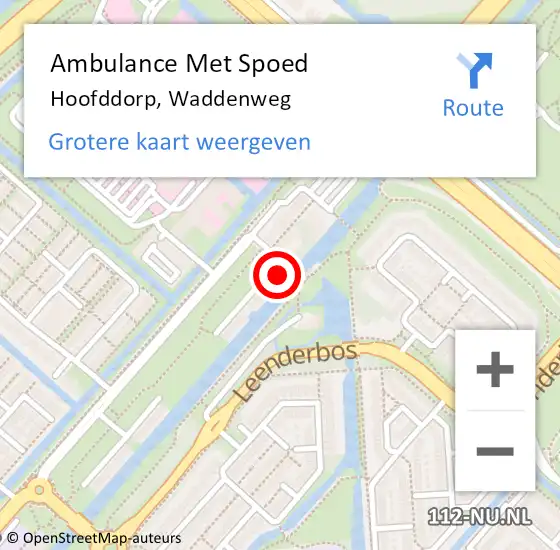 Locatie op kaart van de 112 melding: Ambulance Met Spoed Naar Hoofddorp, Waddenweg op 7 februari 2024 08:47
