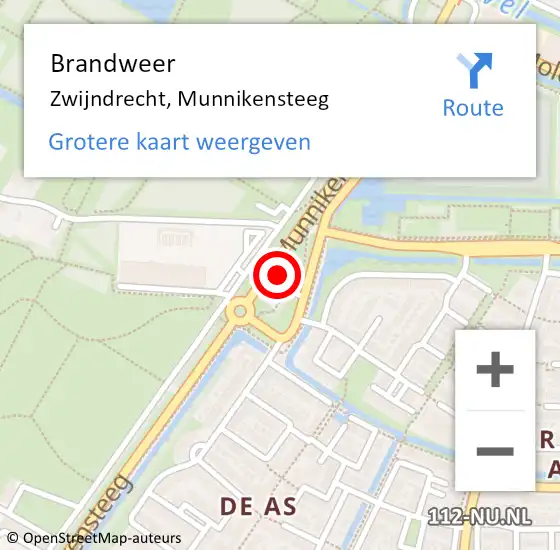 Locatie op kaart van de 112 melding: Brandweer Zwijndrecht, Munnikensteeg op 7 februari 2024 09:25