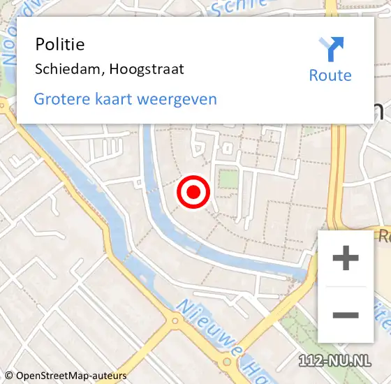 Locatie op kaart van de 112 melding: Politie Schiedam, Hoogstraat op 7 februari 2024 10:17