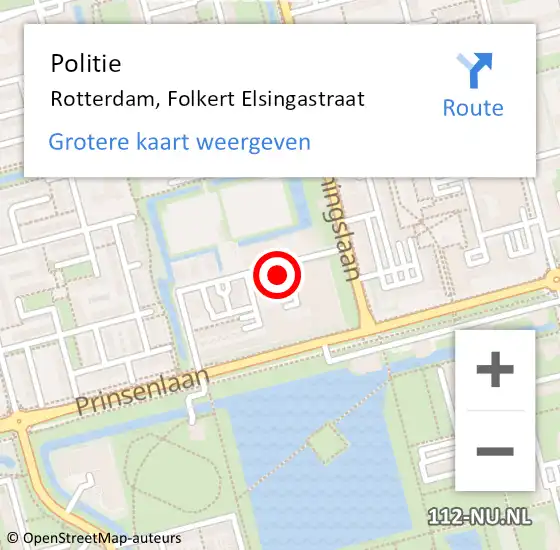 Locatie op kaart van de 112 melding: Politie Rotterdam, Folkert Elsingastraat op 7 februari 2024 10:29