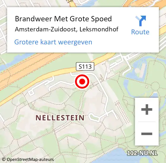 Locatie op kaart van de 112 melding: Brandweer Met Grote Spoed Naar Amsterdam, Leksmondhof op 7 februari 2024 10:36