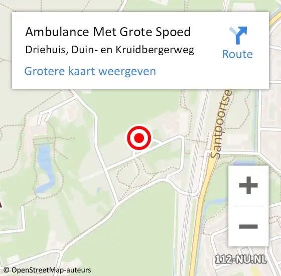 Locatie op kaart van de 112 melding: Ambulance Met Grote Spoed Naar Driehuis, Duin- en Kruidbergerweg op 7 februari 2024 10:41