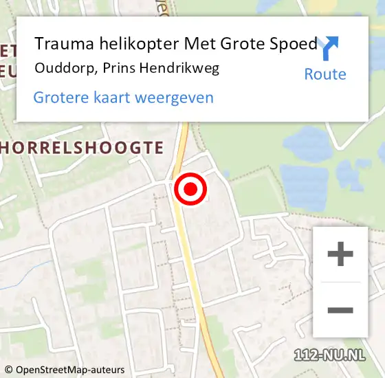 Locatie op kaart van de 112 melding: Trauma helikopter Met Grote Spoed Naar Ouddorp, Prins Hendrikweg op 7 februari 2024 11:19