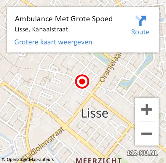 Locatie op kaart van de 112 melding: Ambulance Met Grote Spoed Naar Lisse, Kanaalstraat op 7 februari 2024 11:23
