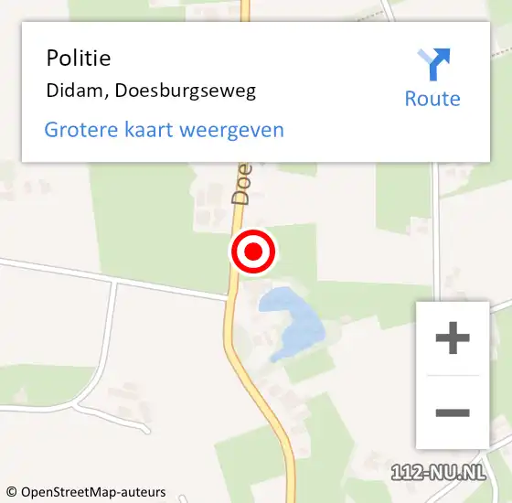 Locatie op kaart van de 112 melding: Politie Didam, Doesburgseweg op 7 februari 2024 12:13