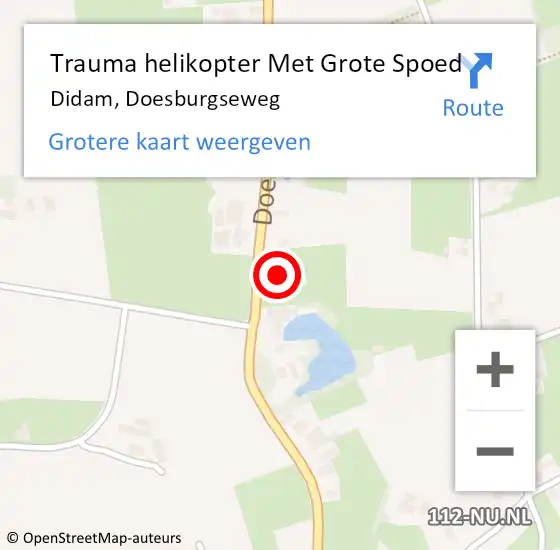 Locatie op kaart van de 112 melding: Trauma helikopter Met Grote Spoed Naar Didam, Doesburgseweg op 7 februari 2024 12:18