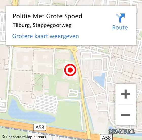 Locatie op kaart van de 112 melding: Politie Met Grote Spoed Naar Tilburg, Stappegoorweg op 7 februari 2024 13:10