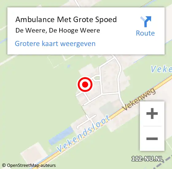Locatie op kaart van de 112 melding: Ambulance Met Grote Spoed Naar De Weere, De Hooge Weere op 7 februari 2024 13:22