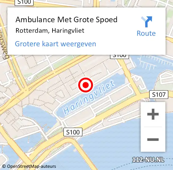 Locatie op kaart van de 112 melding: Ambulance Met Grote Spoed Naar Rotterdam, Haringvliet op 7 februari 2024 13:36