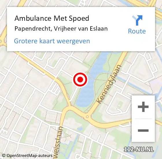 Locatie op kaart van de 112 melding: Ambulance Met Spoed Naar Papendrecht, Vrijheer van Eslaan op 7 februari 2024 13:38