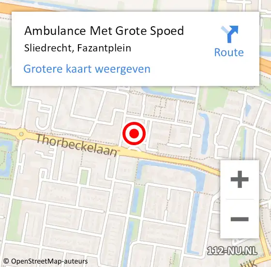 Locatie op kaart van de 112 melding: Ambulance Met Grote Spoed Naar Sliedrecht, Fazantplein op 7 februari 2024 13:52