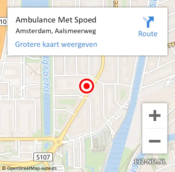 Locatie op kaart van de 112 melding: Ambulance Met Spoed Naar Amsterdam, Aalsmeerweg op 7 februari 2024 13:59