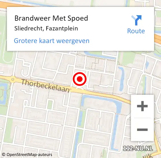 Locatie op kaart van de 112 melding: Brandweer Met Spoed Naar Sliedrecht, Fazantplein op 7 februari 2024 14:19