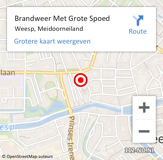 Locatie op kaart van de 112 melding: Brandweer Met Grote Spoed Naar Weesp, Meidoorneiland op 7 februari 2024 15:35