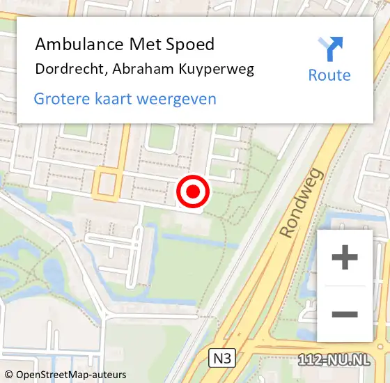 Locatie op kaart van de 112 melding: Ambulance Met Spoed Naar Dordrecht, Abraham Kuyperweg op 7 februari 2024 15:36