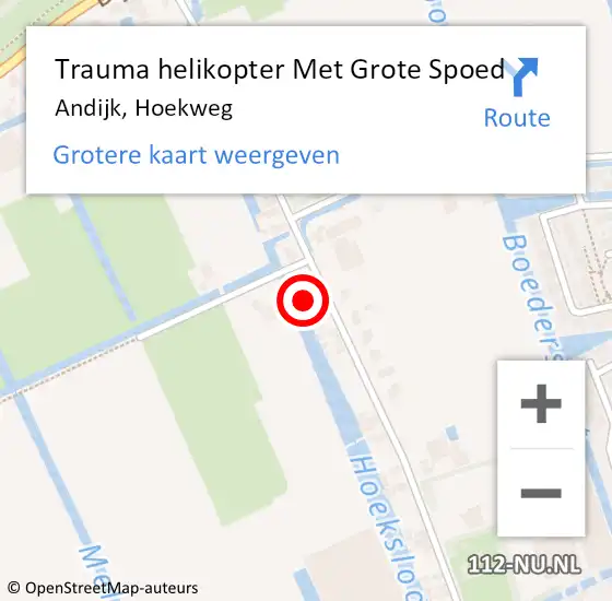 Locatie op kaart van de 112 melding: Trauma helikopter Met Grote Spoed Naar Andijk, Hoekweg op 7 februari 2024 17:06