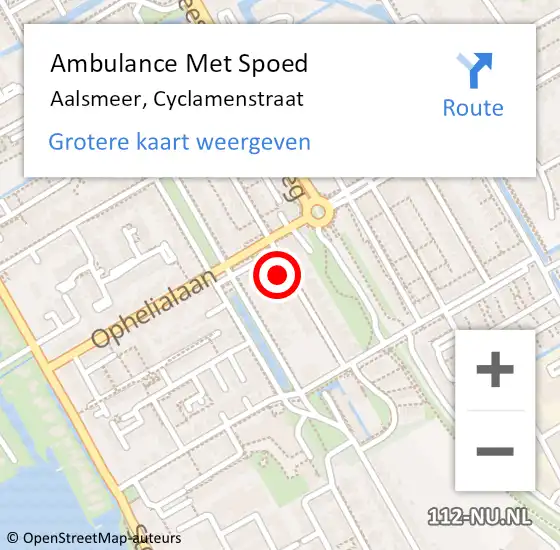 Locatie op kaart van de 112 melding: Ambulance Met Spoed Naar Aalsmeer, Cyclamenstraat op 7 februari 2024 17:09