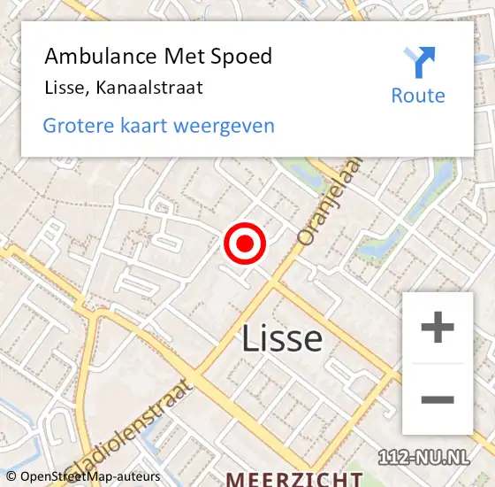Locatie op kaart van de 112 melding: Ambulance Met Spoed Naar Lisse, Kanaalstraat op 7 februari 2024 17:51