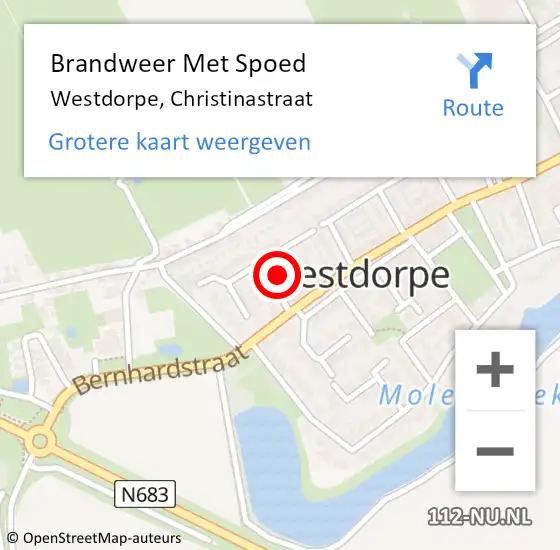 Locatie op kaart van de 112 melding: Brandweer Met Spoed Naar Westdorpe, Christinastraat op 7 februari 2024 17:51