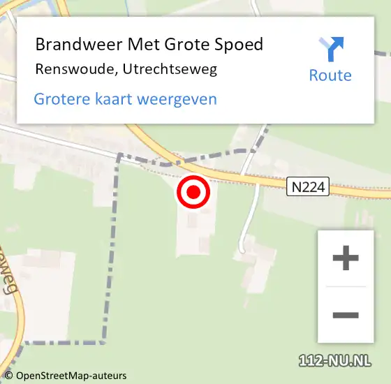 Locatie op kaart van de 112 melding: Brandweer Met Grote Spoed Naar Renswoude, Utrechtseweg op 7 februari 2024 18:01