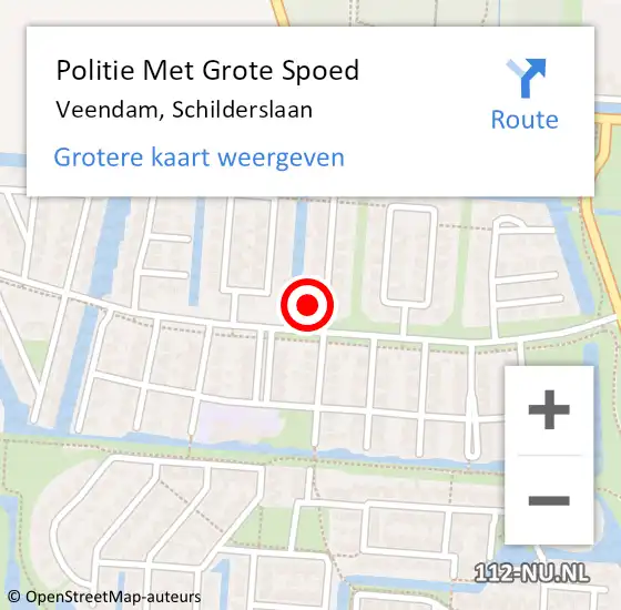 Locatie op kaart van de 112 melding: Politie Met Grote Spoed Naar Veendam, Schilderslaan op 7 februari 2024 18:05