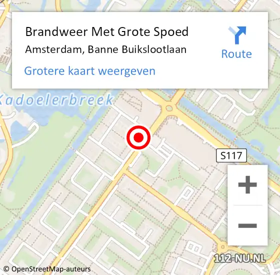 Locatie op kaart van de 112 melding: Brandweer Met Grote Spoed Naar Amsterdam, Banne Buikslootlaan op 7 februari 2024 19:19