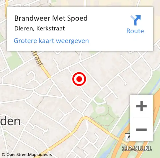 Locatie op kaart van de 112 melding: Brandweer Met Spoed Naar Dieren, Kerkstraat op 7 februari 2024 19:32