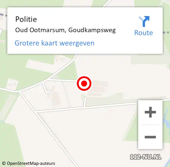 Locatie op kaart van de 112 melding: Politie Oud Ootmarsum, Goudkampsweg op 7 februari 2024 19:34