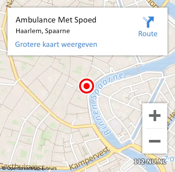 Locatie op kaart van de 112 melding: Ambulance Met Spoed Naar Haarlem, Spaarne op 7 februari 2024 19:41
