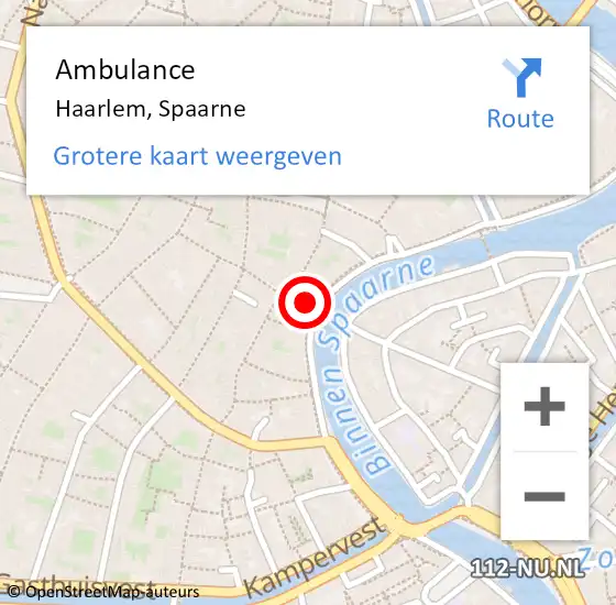 Locatie op kaart van de 112 melding: Ambulance Haarlem, Spaarne op 7 februari 2024 20:28