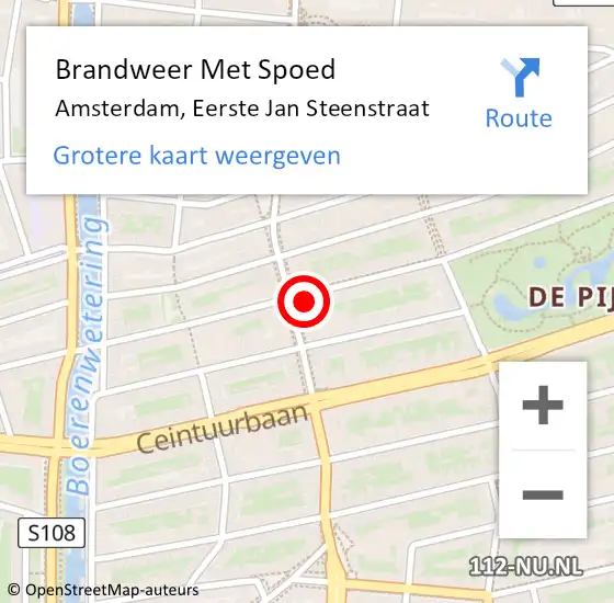 Locatie op kaart van de 112 melding: Brandweer Met Spoed Naar Amsterdam, Eerste Jan Steenstraat op 7 februari 2024 20:29