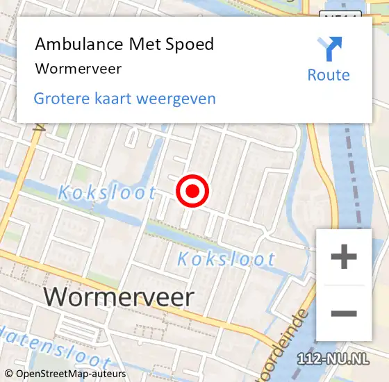 Locatie op kaart van de 112 melding: Ambulance Met Spoed Naar Wormerveer op 7 februari 2024 20:48