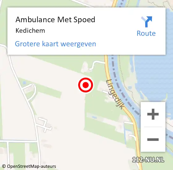 Locatie op kaart van de 112 melding: Ambulance Met Spoed Naar Kedichem op 7 februari 2024 20:54