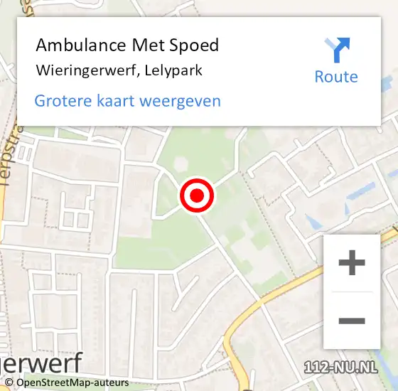 Locatie op kaart van de 112 melding: Ambulance Met Spoed Naar Wieringerwerf, Lelypark op 7 februari 2024 21:38