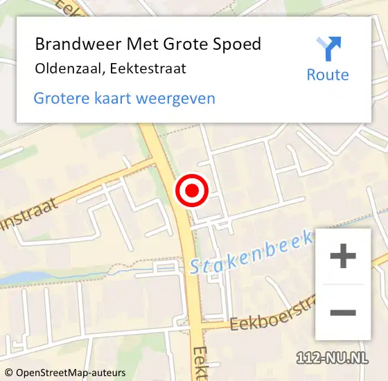 Locatie op kaart van de 112 melding: Brandweer Met Grote Spoed Naar Oldenzaal, Eektestraat op 7 februari 2024 21:54