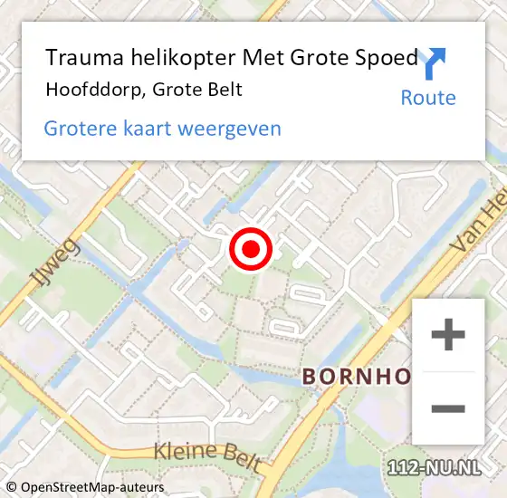 Locatie op kaart van de 112 melding: Trauma helikopter Met Grote Spoed Naar Hoofddorp, Grote Belt op 7 februari 2024 22:34