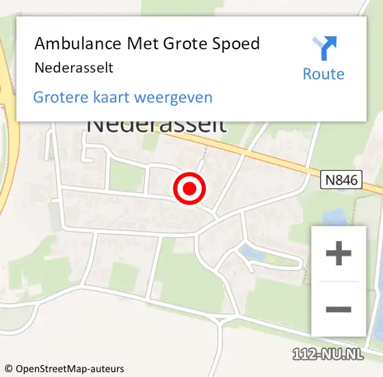 Locatie op kaart van de 112 melding: Ambulance Met Grote Spoed Naar Nederasselt op 7 februari 2024 22:38