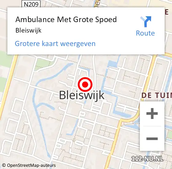Locatie op kaart van de 112 melding: Ambulance Met Grote Spoed Naar Bleiswijk op 7 februari 2024 23:46