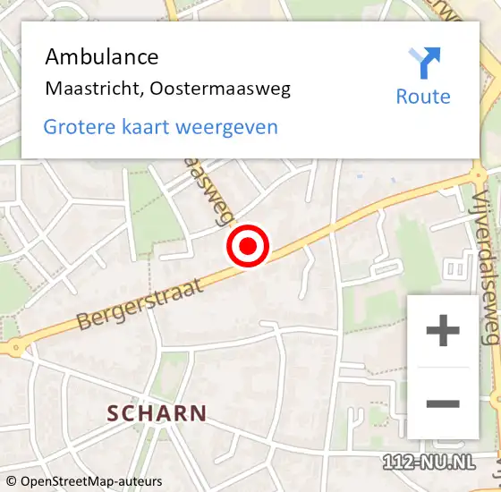 Locatie op kaart van de 112 melding: Ambulance Maastricht, Oostermaasweg op 25 september 2014 07:08
