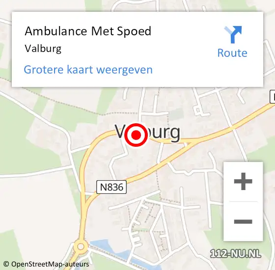 Locatie op kaart van de 112 melding: Ambulance Met Spoed Naar Valburg op 8 februari 2024 01:06