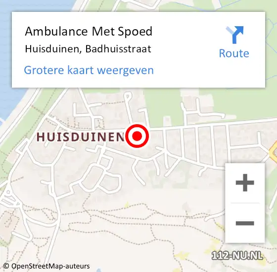 Locatie op kaart van de 112 melding: Ambulance Met Spoed Naar Huisduinen, Badhuisstraat op 8 februari 2024 02:27