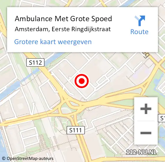 Locatie op kaart van de 112 melding: Ambulance Met Grote Spoed Naar Amsterdam, Eerste Ringdijkstraat op 8 februari 2024 04:30